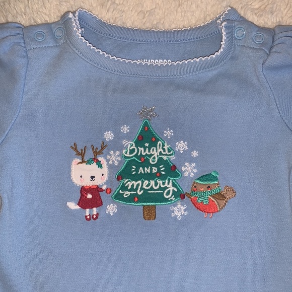 Gymboree 3-6M Bright & Merry Holiday Onesis Blue - Picture 3 of 10